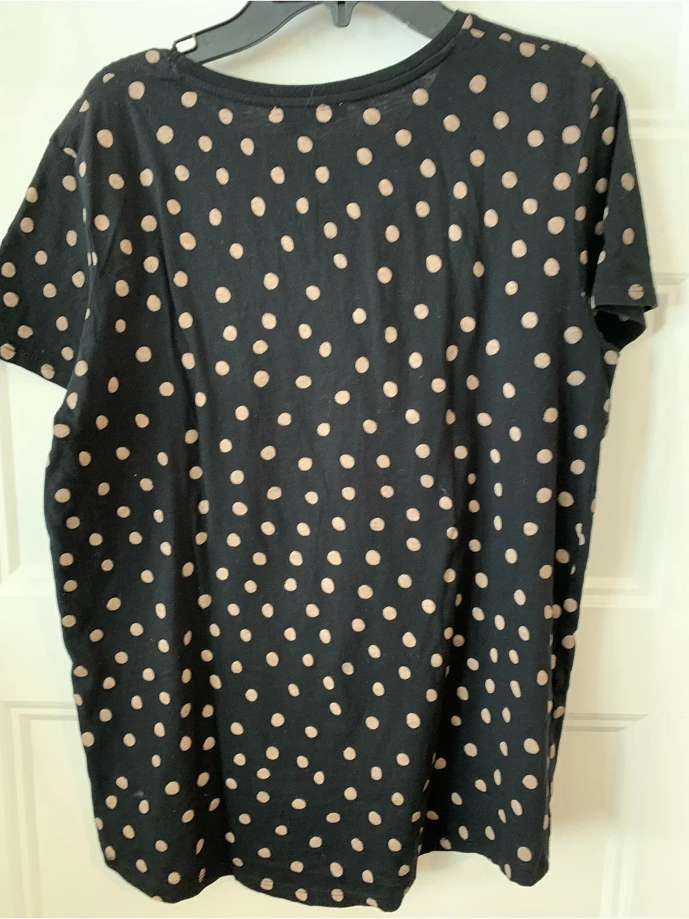ZARA Women's Black T-Shirt with Beige Polka Dots - Picture 3 of 3